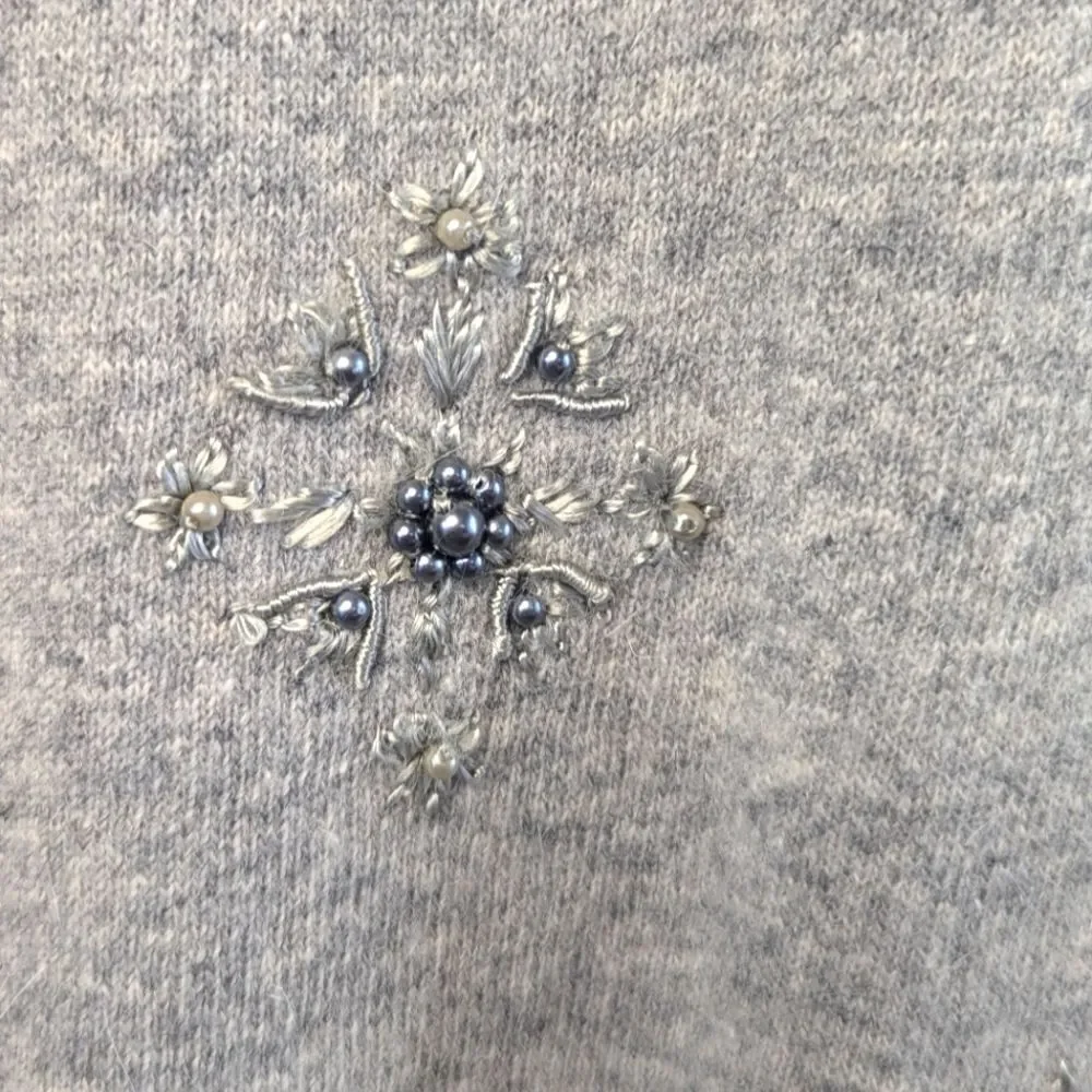 VTG Casual Corner Lambswool Jewelled Quiet Luxury Eclectic Grandma Cozy LG